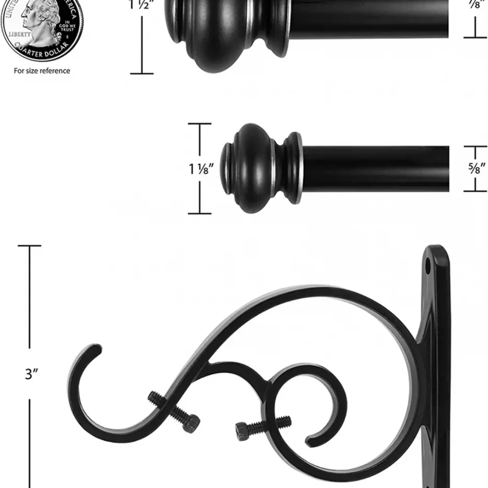 Decopolitan Urn Telescoping Double Drapery Rod Set, 36-72", Antique Bronze - Picture 3 of 4